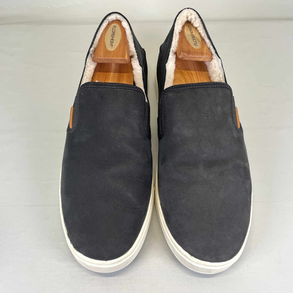 Olukai Pehuea Heu Shoes Womens Size 11 Black Nubuck Shearling Wool Lined Sneaker - Picture 4 of 10